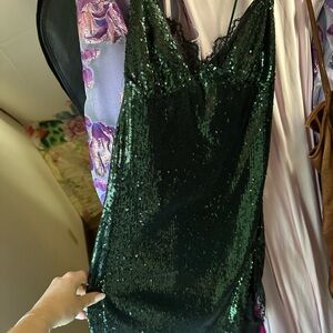Urban Outfitters Green Sequin Mini Dress